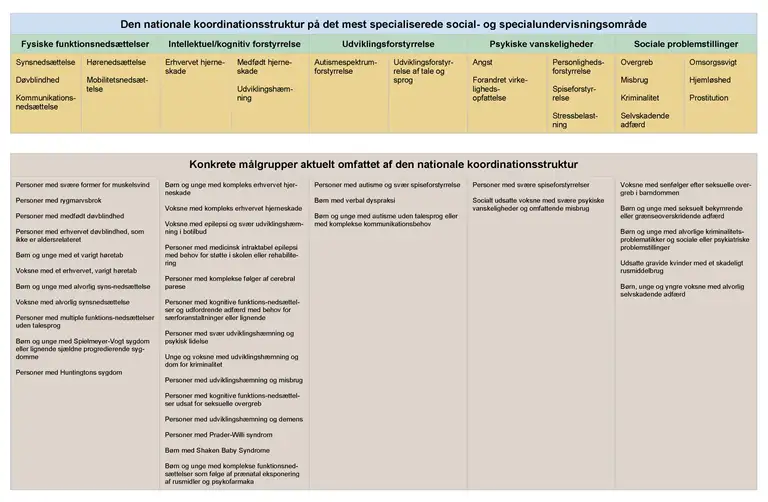 M&aring;lgrupper i den Nationale Koordinationsstruktur